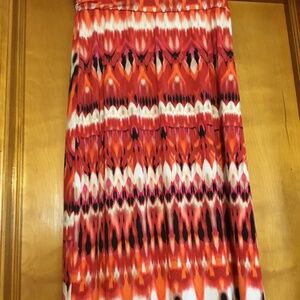 AGB Woman Orange Pink Black Long Maxi Skirt 2X